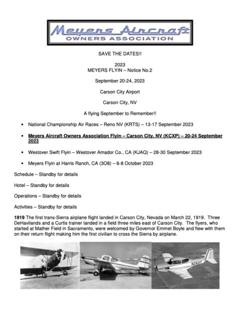 MAOA 2023 Fly-In Notice Second Update